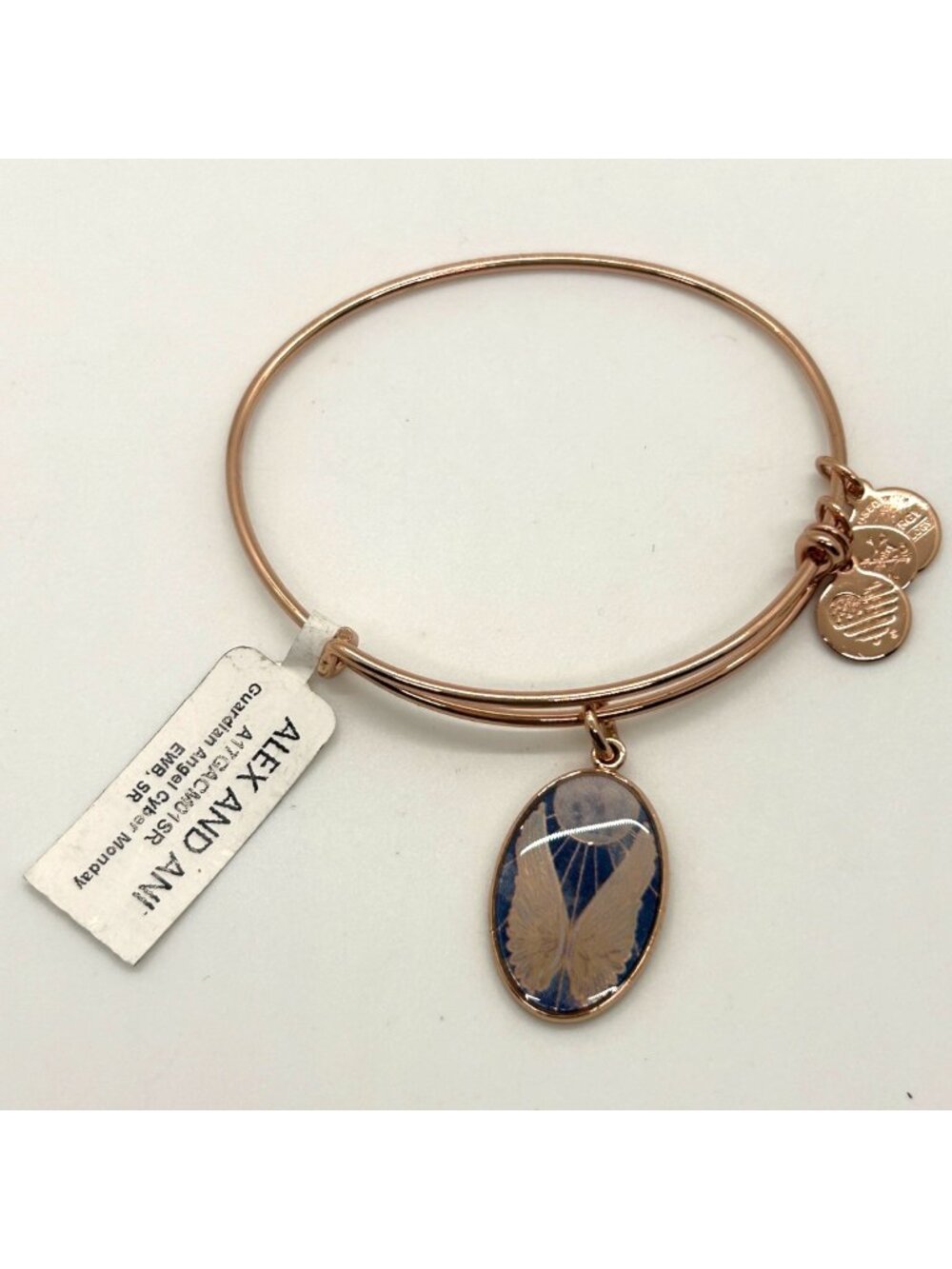 Alex And Ani Guardian Angel Wings Charm Bangle Bracelet Rose Gold Tone